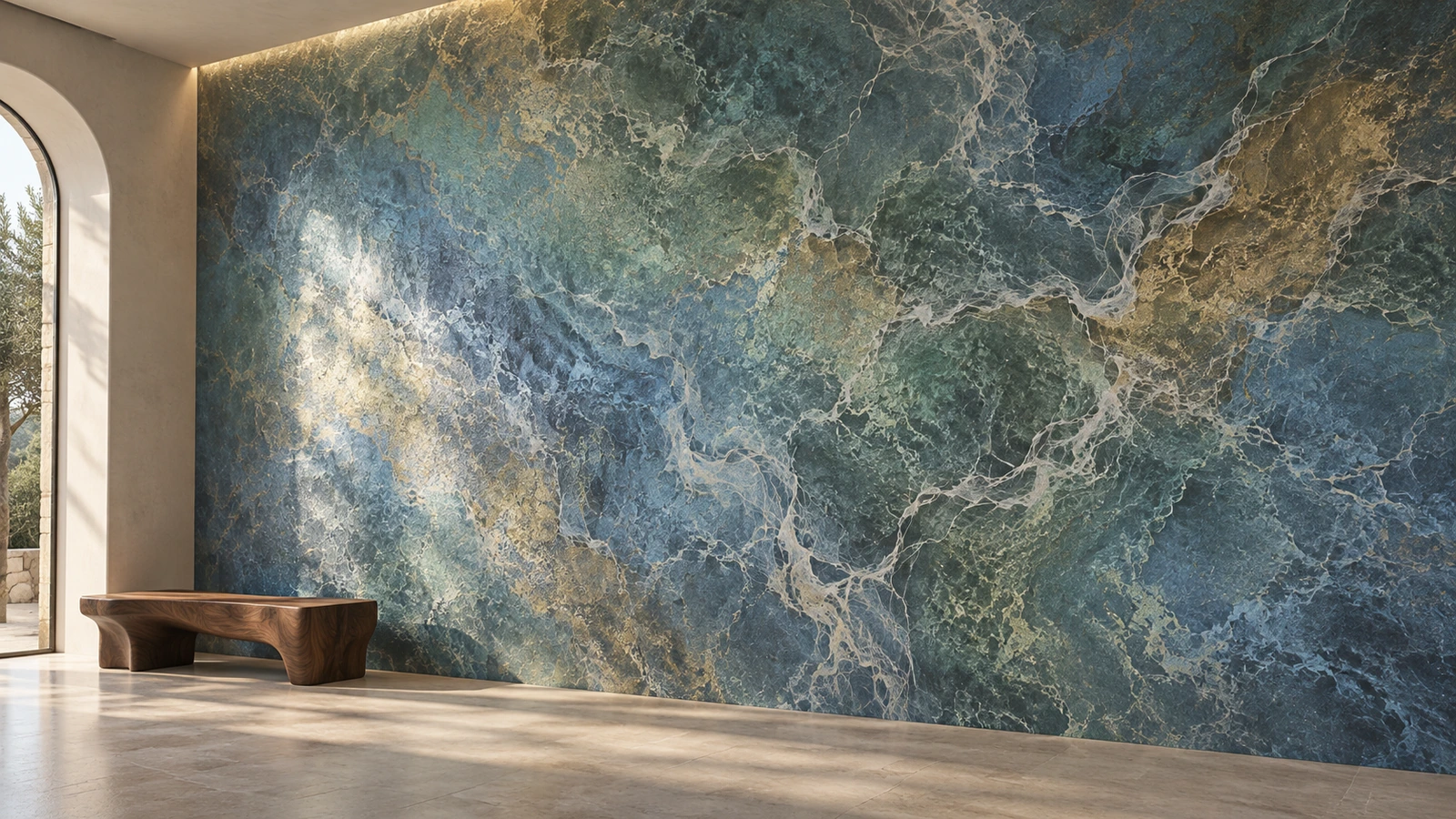 IRISORA de LITORRA : reflets irisés du bleu au rose et à l'or, détail de matière